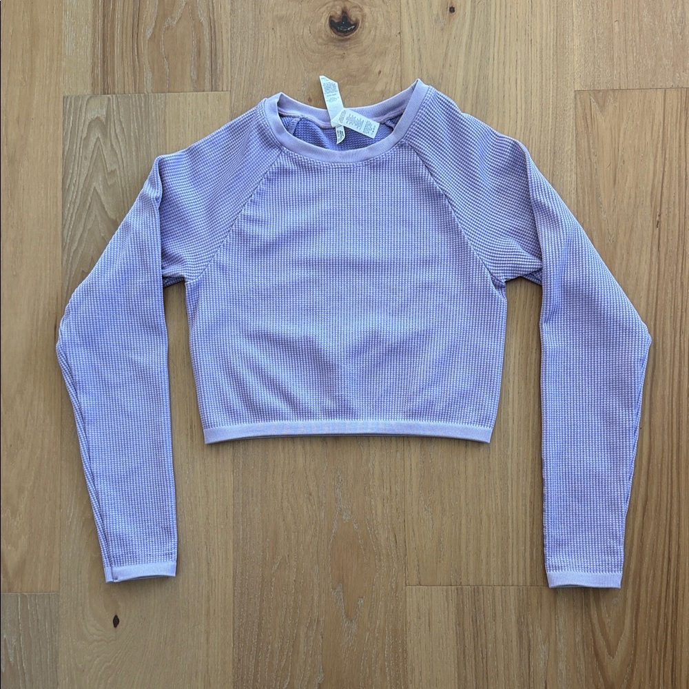Aerie Offline Purple Waffle Long Sleeve Crop Top M